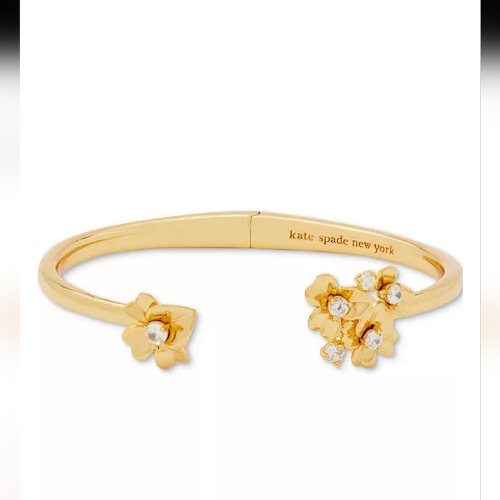 kate spade new yorkGold-Tone Precious Pansy Cuff Bracelet - Picture 2 of 8